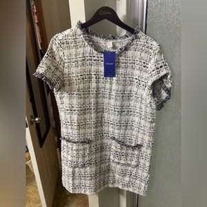 Floerns Women's Tweed Short Sleeve Shift Tunic Dress with Pockets